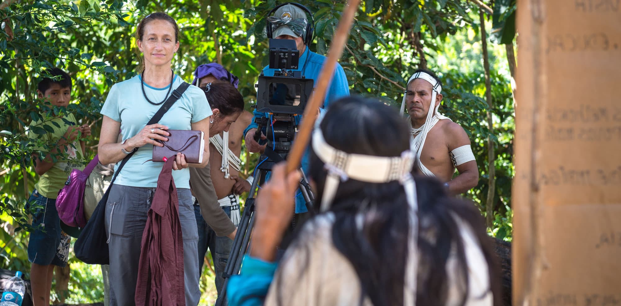Camera crew filming in the Amazon