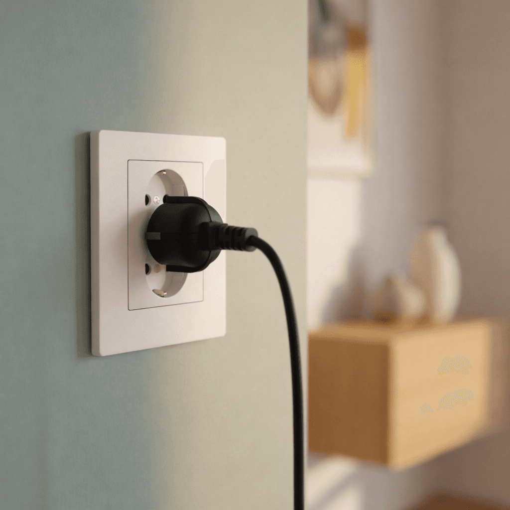 Plug plugged into a wall socket