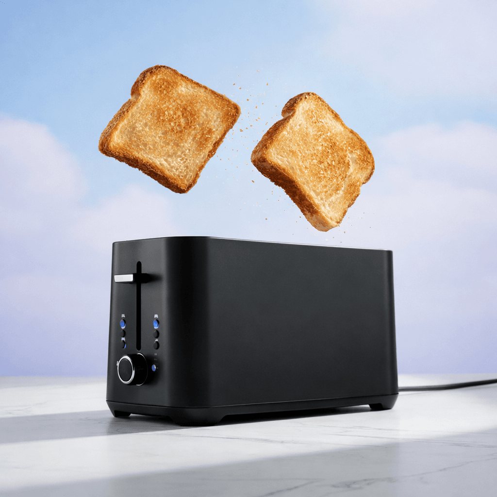 Toast popping out of a toaster